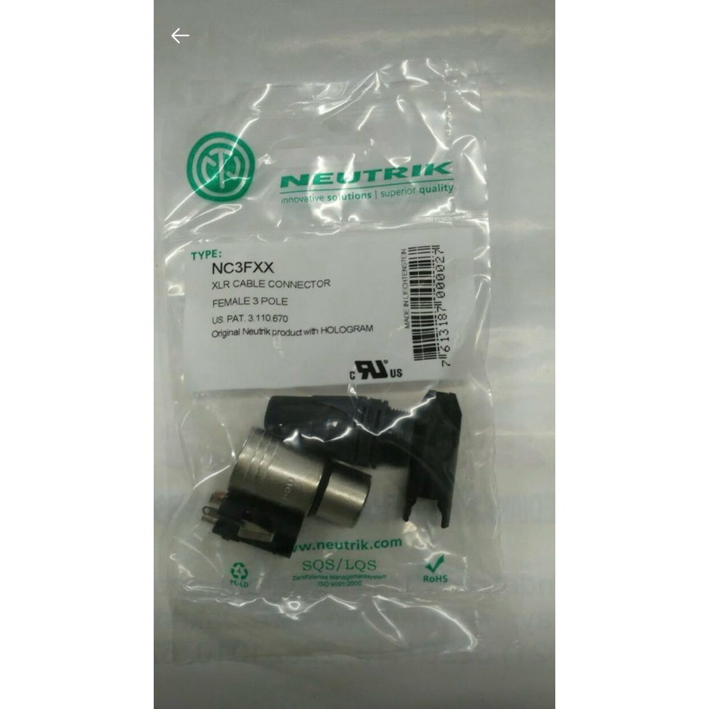 Jack Jek Canon XLR Female Neutrik NC3FXX Original