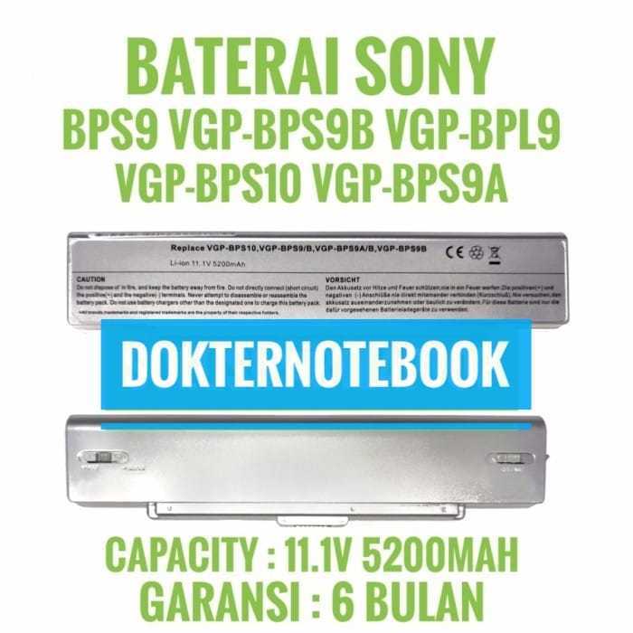 Baterai Sony Vaio VGP-BPL9, VGP-BPS9/S, BPS9A, VGP-BPS9 SILVER