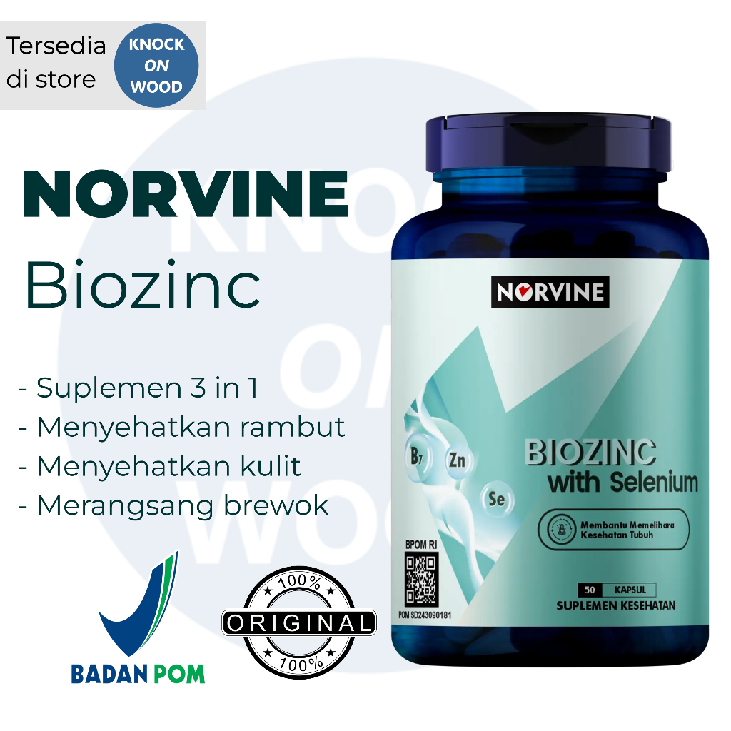 Norvine Biozinc with Selenium Untuk Kesehatan Rambut Isi 50 kapsul [Garansi 100% Original]