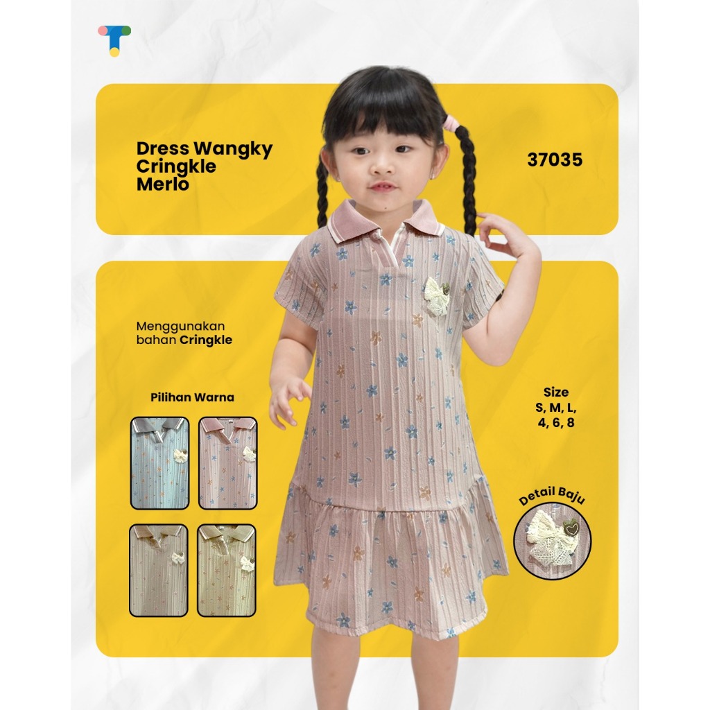 DRESS WANGKY ANAK CRINKLE DASTER MERLO