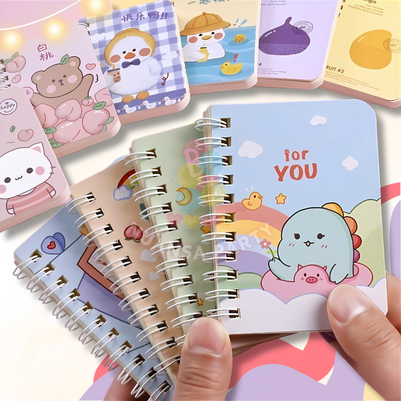 

NP • Buku Catatan Notebook Mini 80 Lembar Ring A7 Motif Kartun Alat Tulis Sekolah Anak