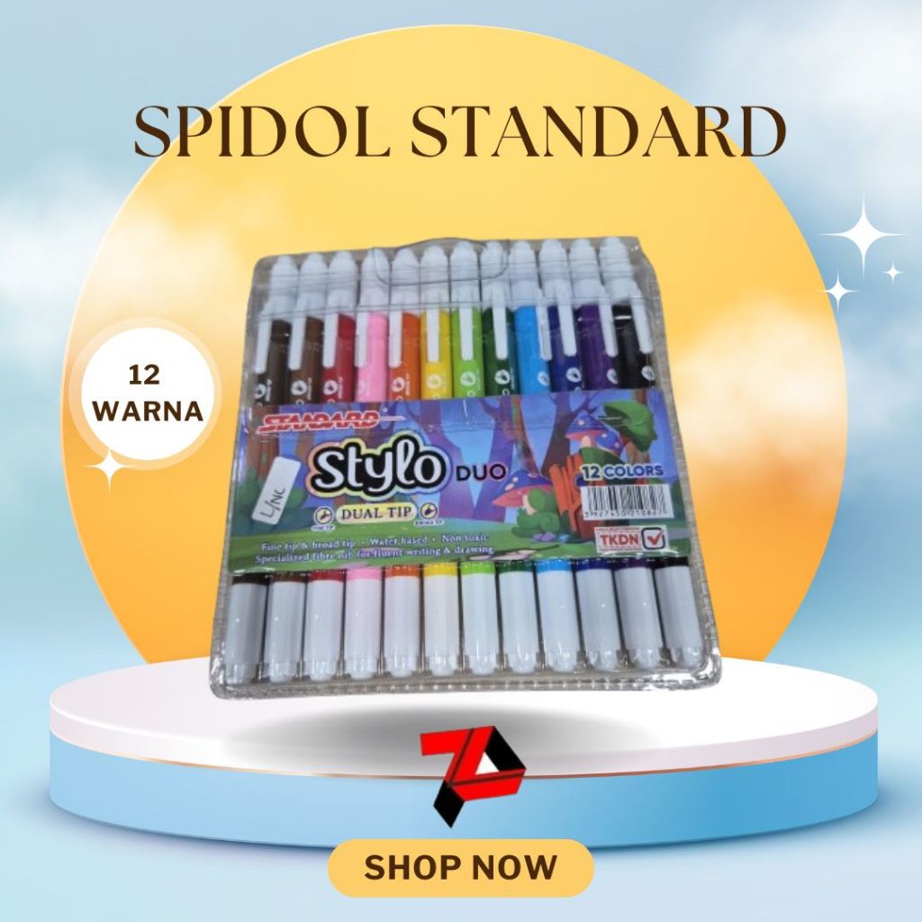

Spidol Standard Stylo Duo 12 wrna / dual tip spidol