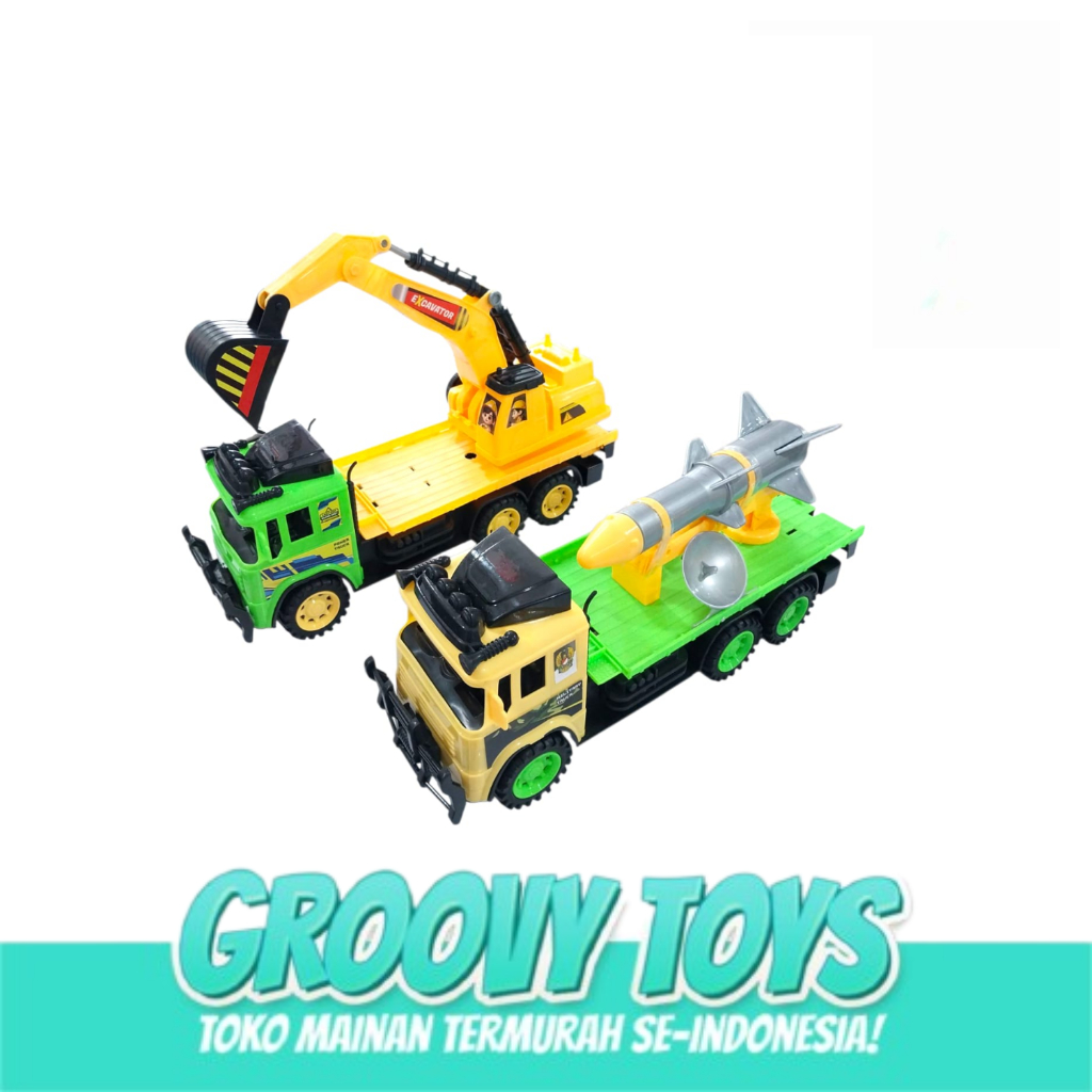 Mainan Anak Miniatur Excavator & Mainan Roket Plastik