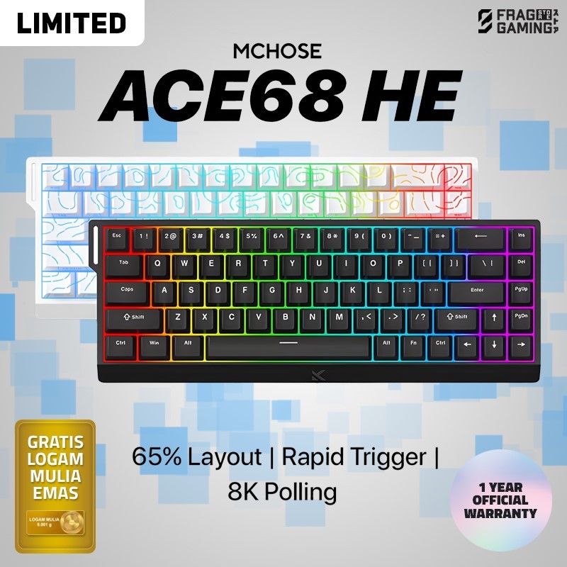MChose Ace68 HE Hall Effect Wired Mode Connection 65% Layout Mechanical Rapid Trigger Keyboard