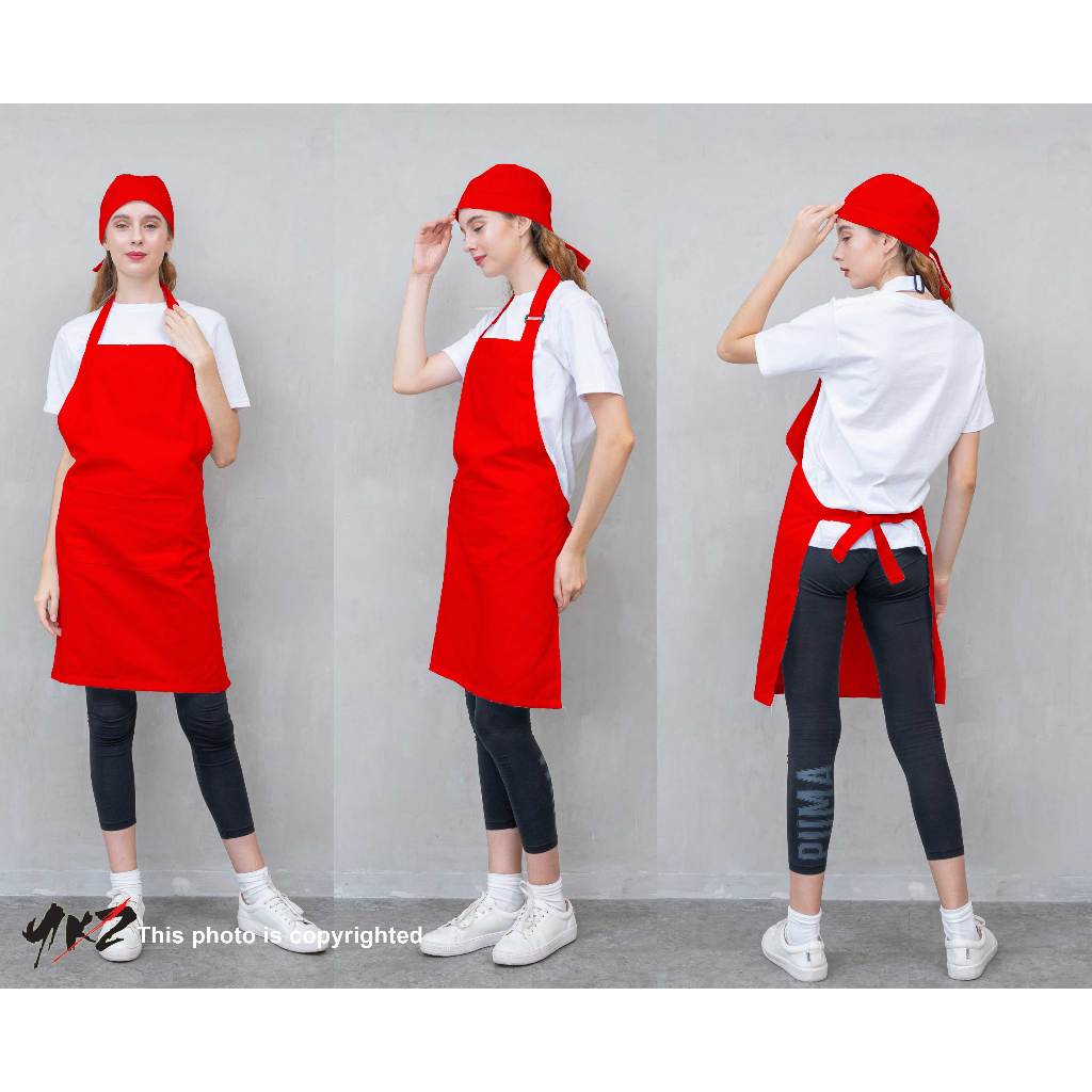 <apron>apron barista / celemek barista / apron chef / apron polos warna merah