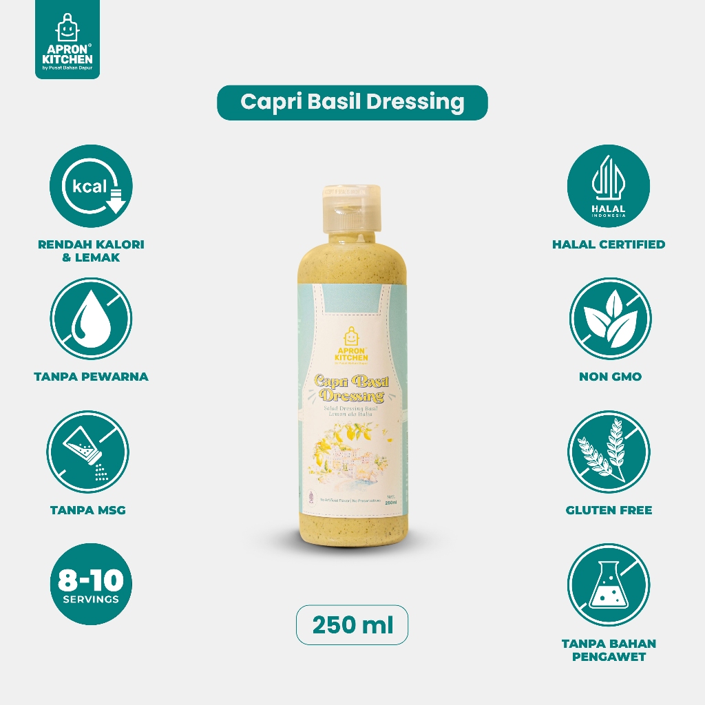 

Apron Kitchen Capri Basil Salad Dressing Saus Salad Lemon Basil Ala Italia 250ML