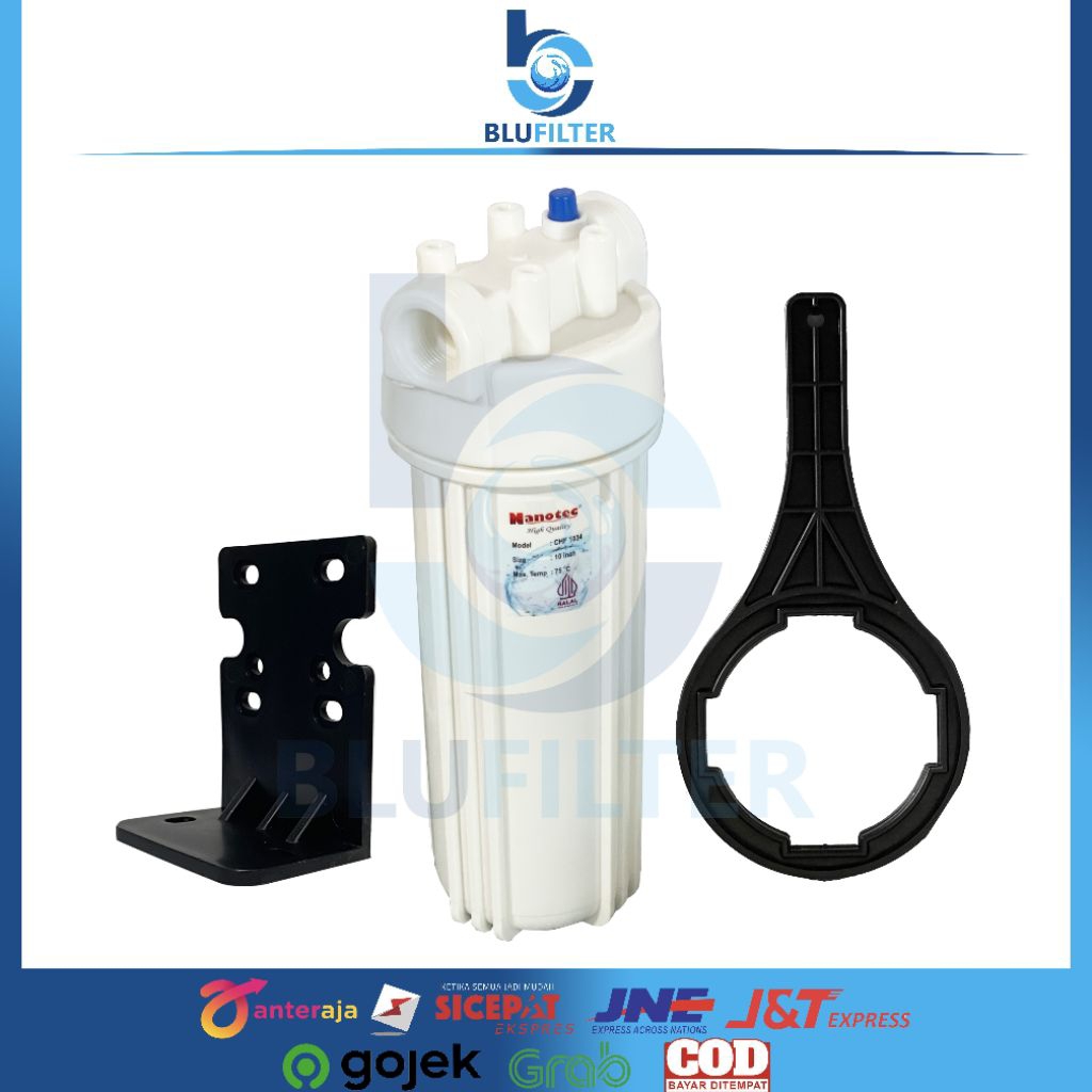 HOUSING NANOTEC WHITE 10 INCH DRAT 1/4 3/4 DO DOUBLE ORING / HOUSING FILTER AIR NANO PUTIH 10”