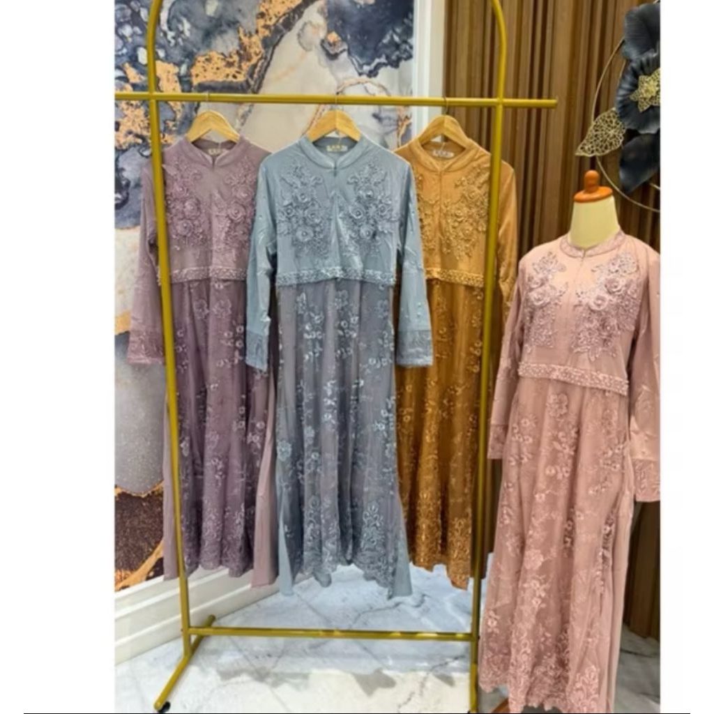 gamis brukat full najwa dress kondangan // Khadijah dress brukat tile