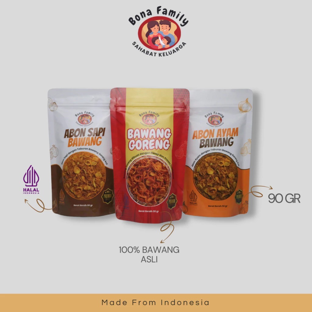 

Bona Family Abon dengan Campuran Bawang Goreng Non MSG Halal MPASI 1 tahun Abon Ayam Abon Sapi
