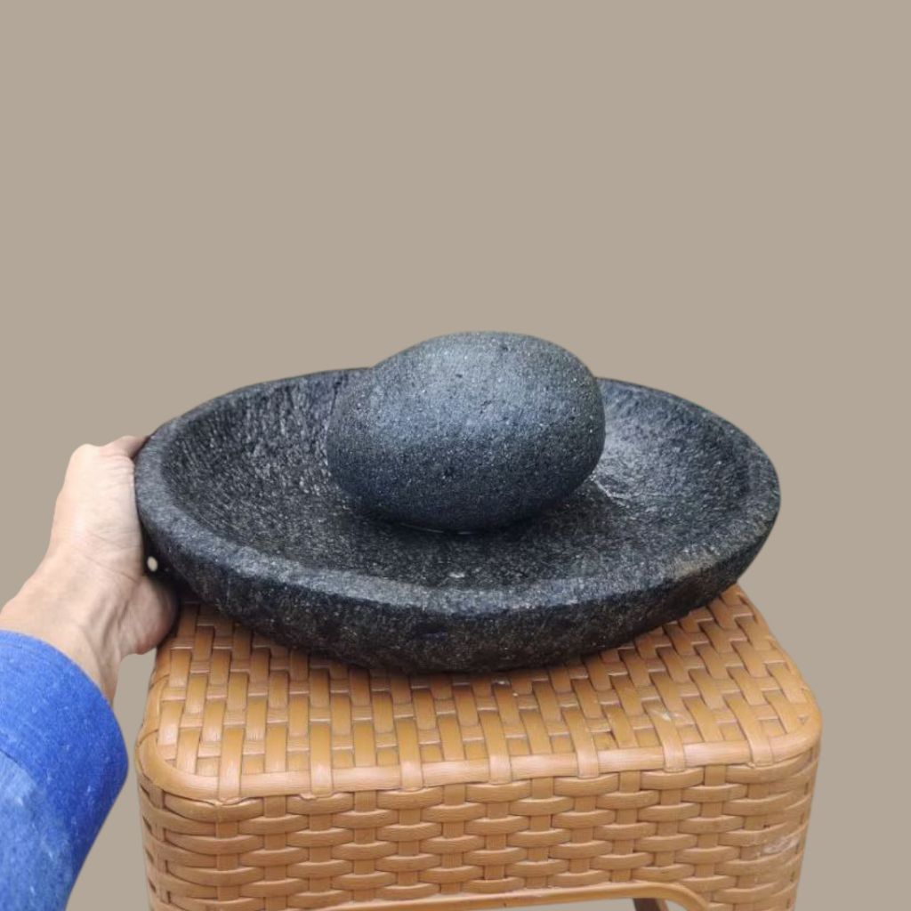 COBEK OVAL BATU ALAM ASLI GARANSI SATU SET COBEK PADANG MURNI FAHATAN TANGAN