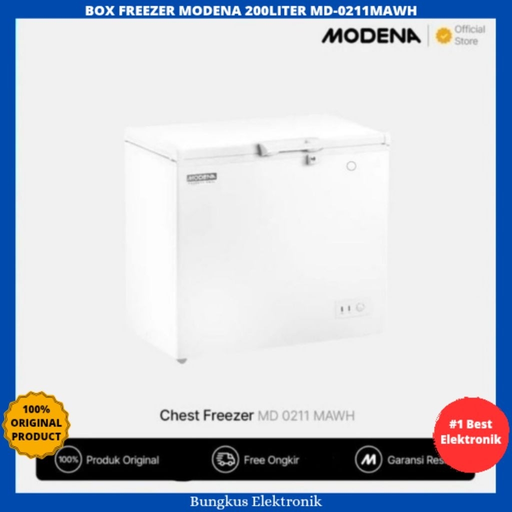 BOX FREEZER MODENA 200LITER MD-0211MAWH CHEST FREEZER MODNEA 200L