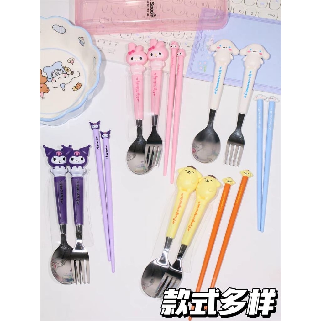 Sendok Garpu Sumpit stainless set plastik