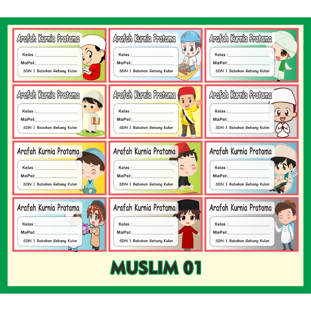 

STIKER MAPEL - LABEL BUKU PELAJARAN SEKOLAH - STIKER MATA PELAJARAN - MUSLIM