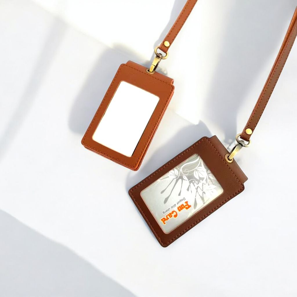 

ID Card Holder Name Tag Kulit Magnet | Model Satu Mika termurah