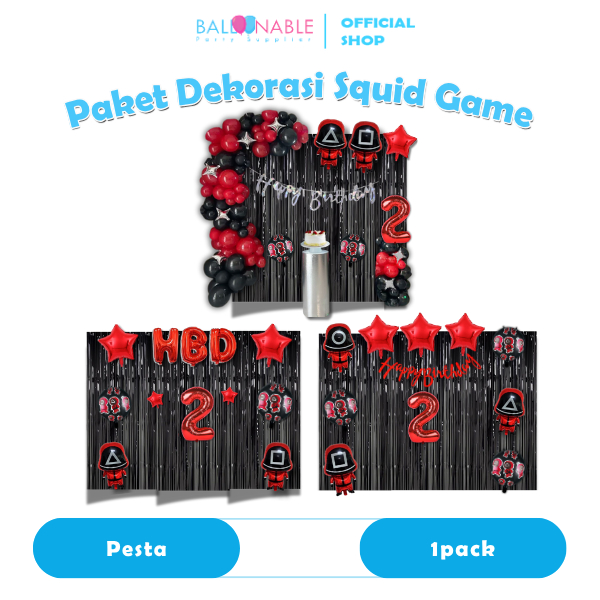 Paket Dekorasi Ulang Tahun Tema Squid Game  (PD268)