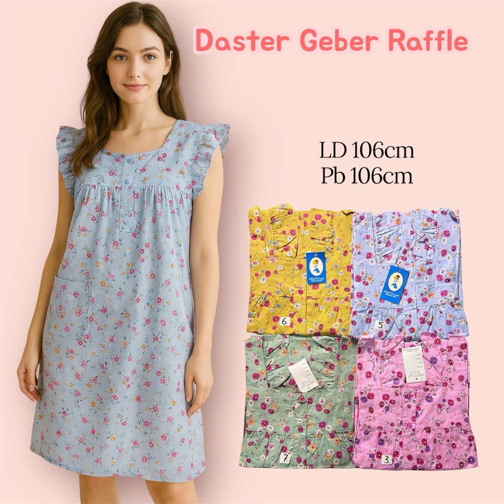 DASTER MURAH PENDEK DRESS TANPA LENGAN PENDEK GEBER RUFFLES KATUN JEPANG LOKAL PRETTY GIRL Wanita Ca