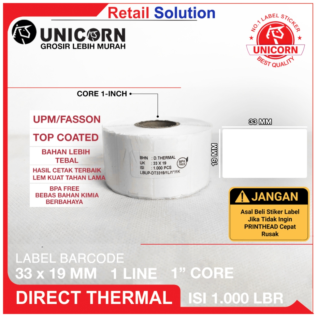 

Stiker Sticker Label Barcode Thermal - UK 33x19mm 33x19 mm 33 x 19 mm 1 Line