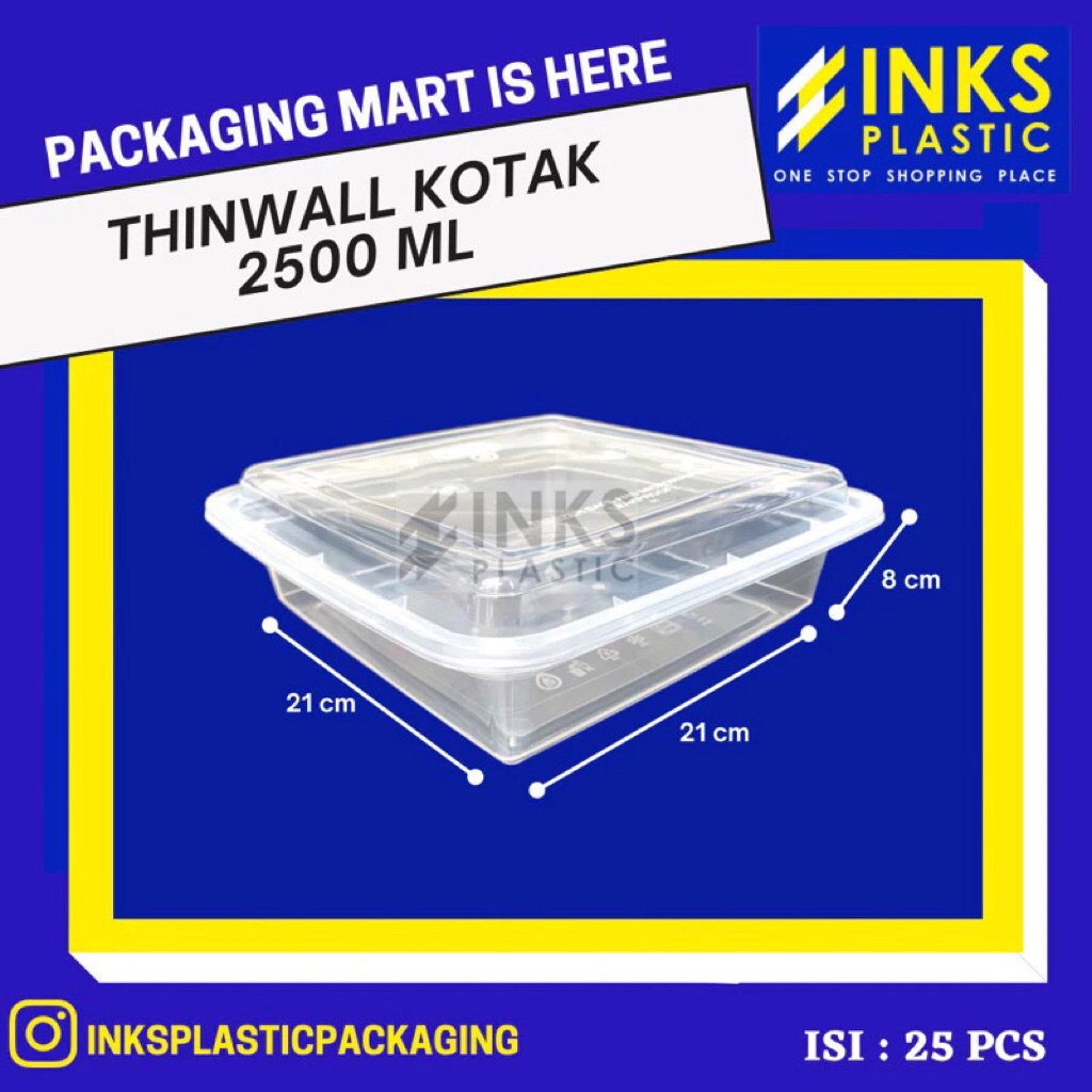 THINWALL 2500 ML KOTAK SQUARE 2500ML (25 PCS)