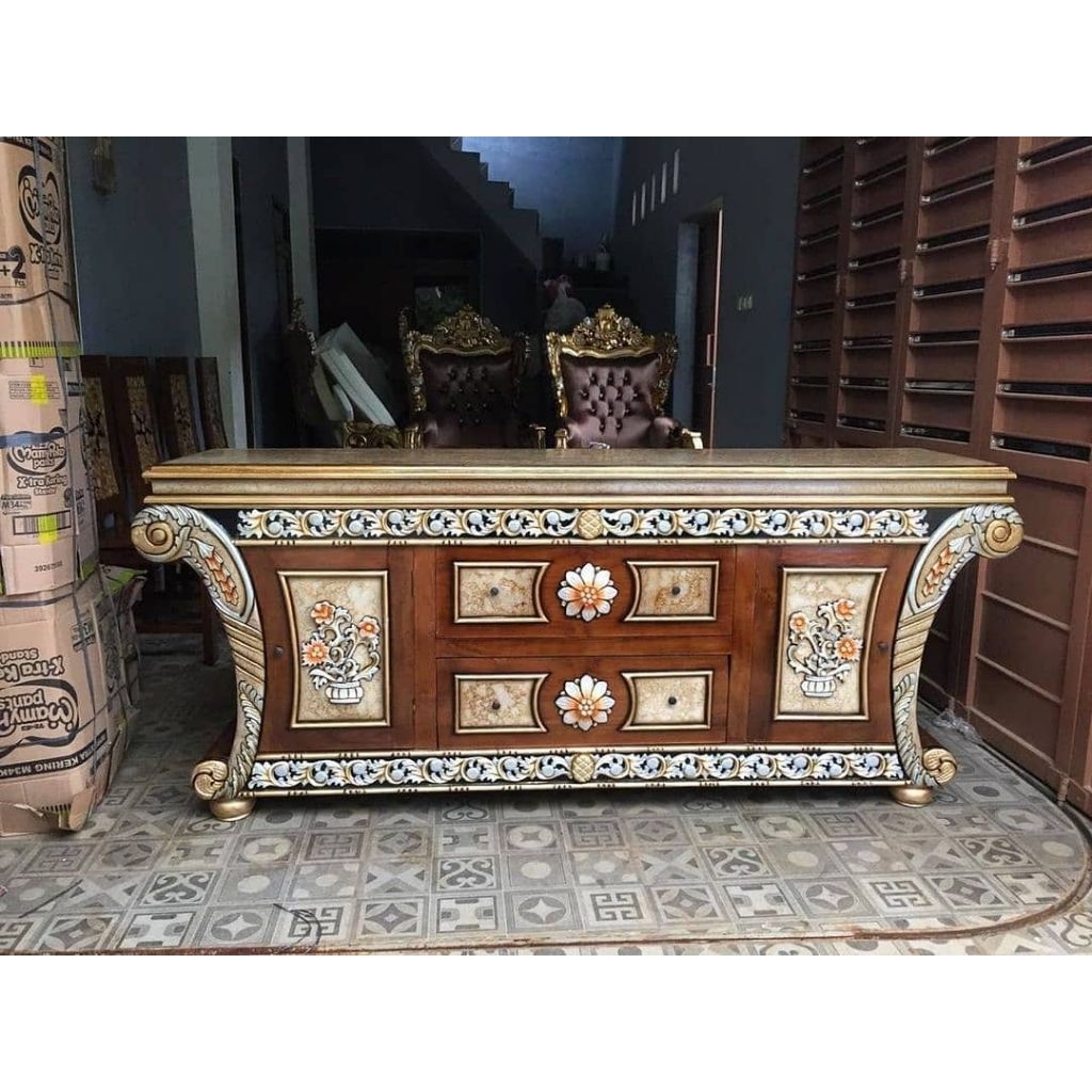 Bufet Meja Tv Ukir Kayu Jati / Meja Tv Ukir Kayu Jati Jepara