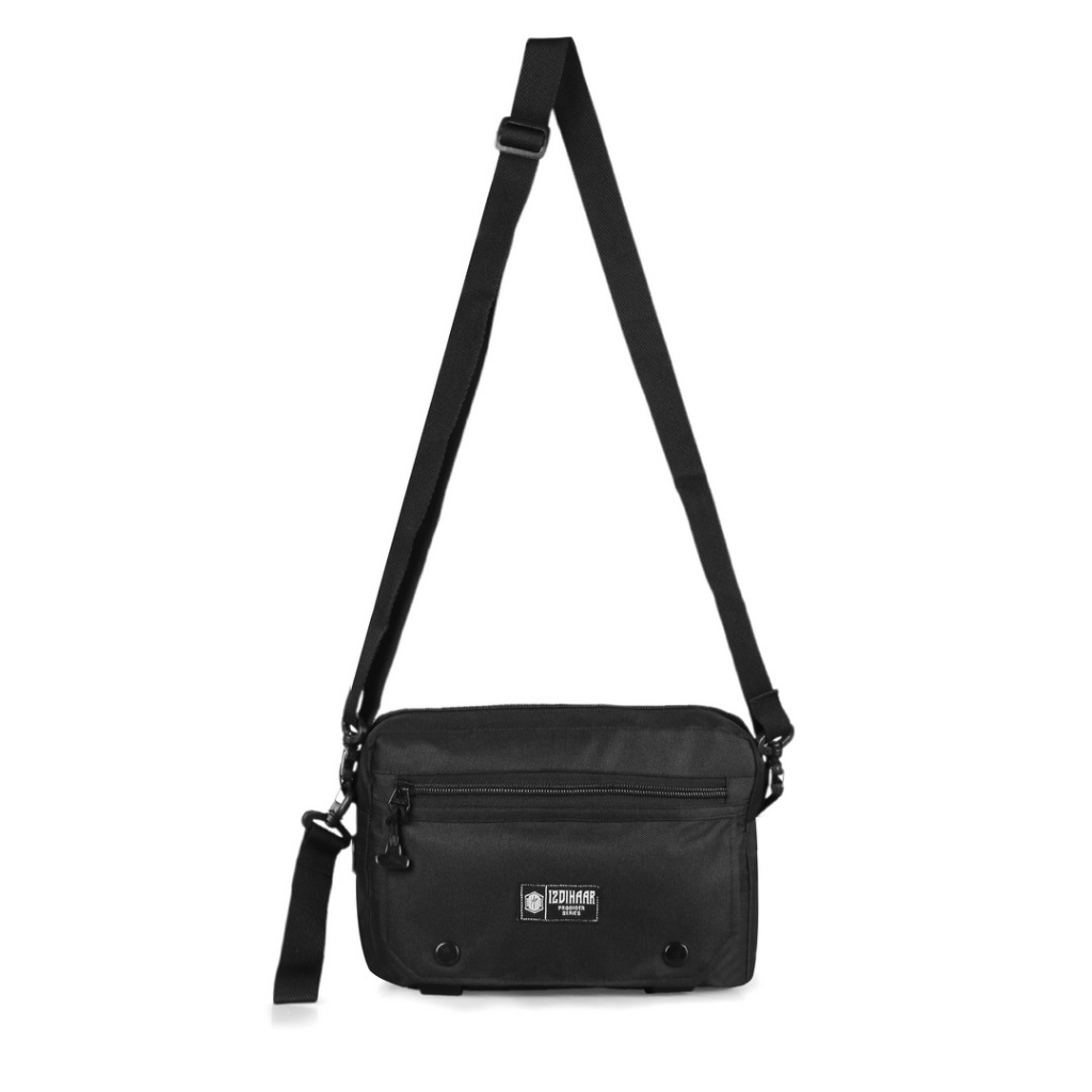 Izpro*  Zeri Tas Selempang Unisex Pria Wanita Bahan Condura Full Black