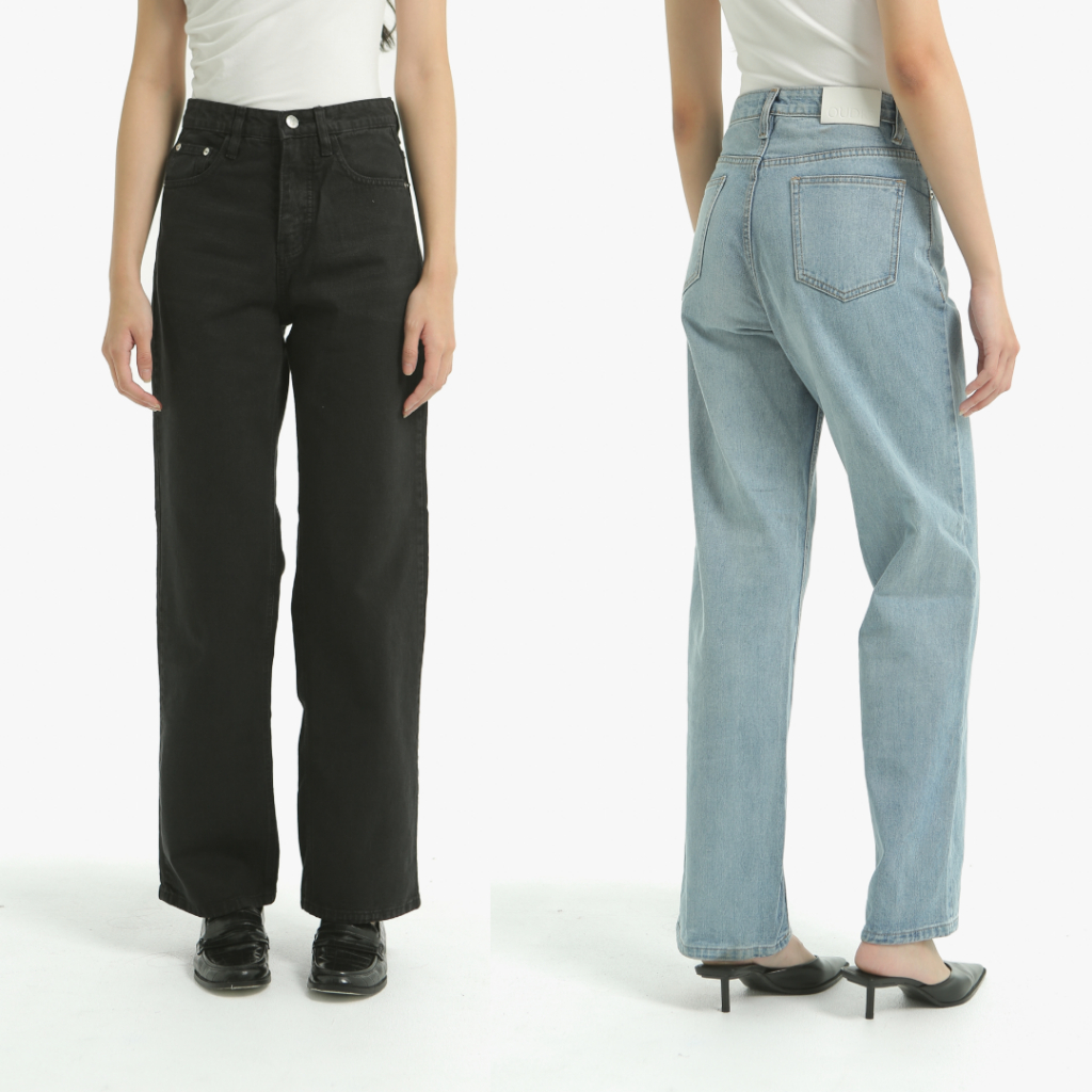 JUNE STRAIGHT JEANS – OUDRE  | 2 colors | Straight-cut | Mid-rise Jeans | Celana Panjang Jeans Wanit