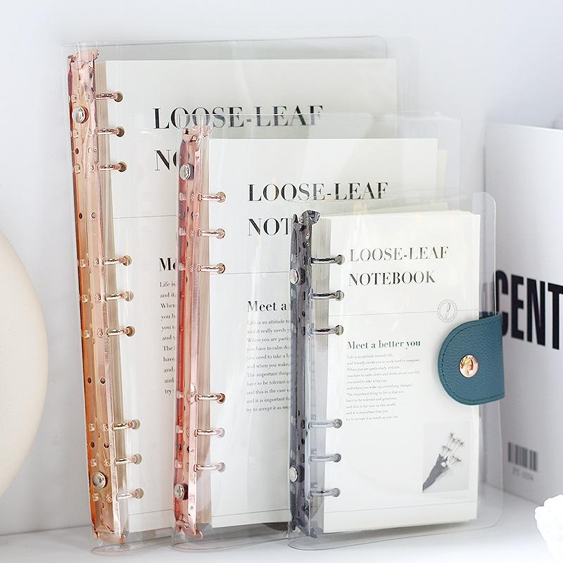 

Binder A5 Binder A6 Transparan Elegan Binder with Clip Note Book Loose Leaf Rose Gold Binder