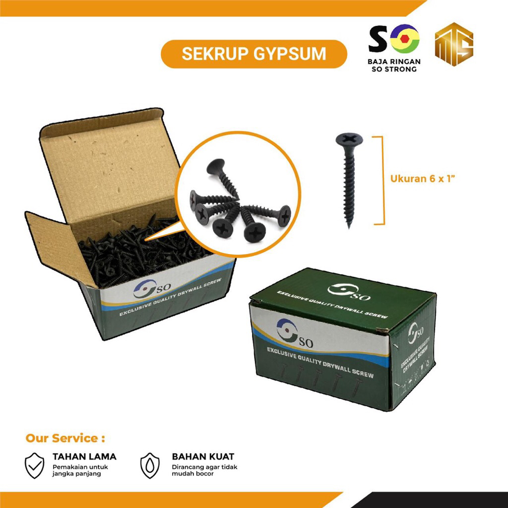 [SEKRUP GYPSUM "SO"] Sekrup Gypsum Baja/ Baut Skrup Kayu Drywall Screw/ Sekrup Murah medan/ Sekrup p