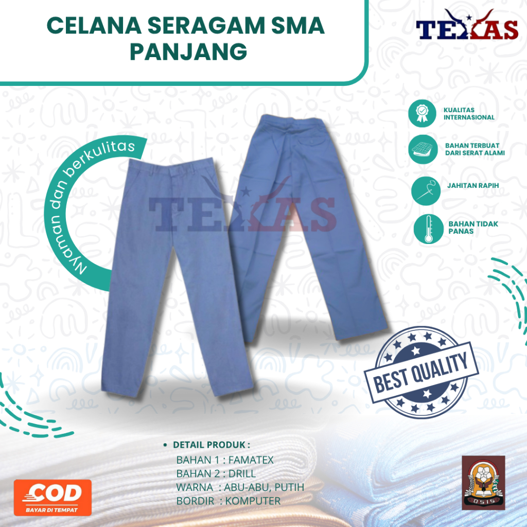 CELANA SERAGAM SMA PANJANG MURAH | CELANA SMA CELANA SERAGAM SMA MURAH BAHAN PREMIUM