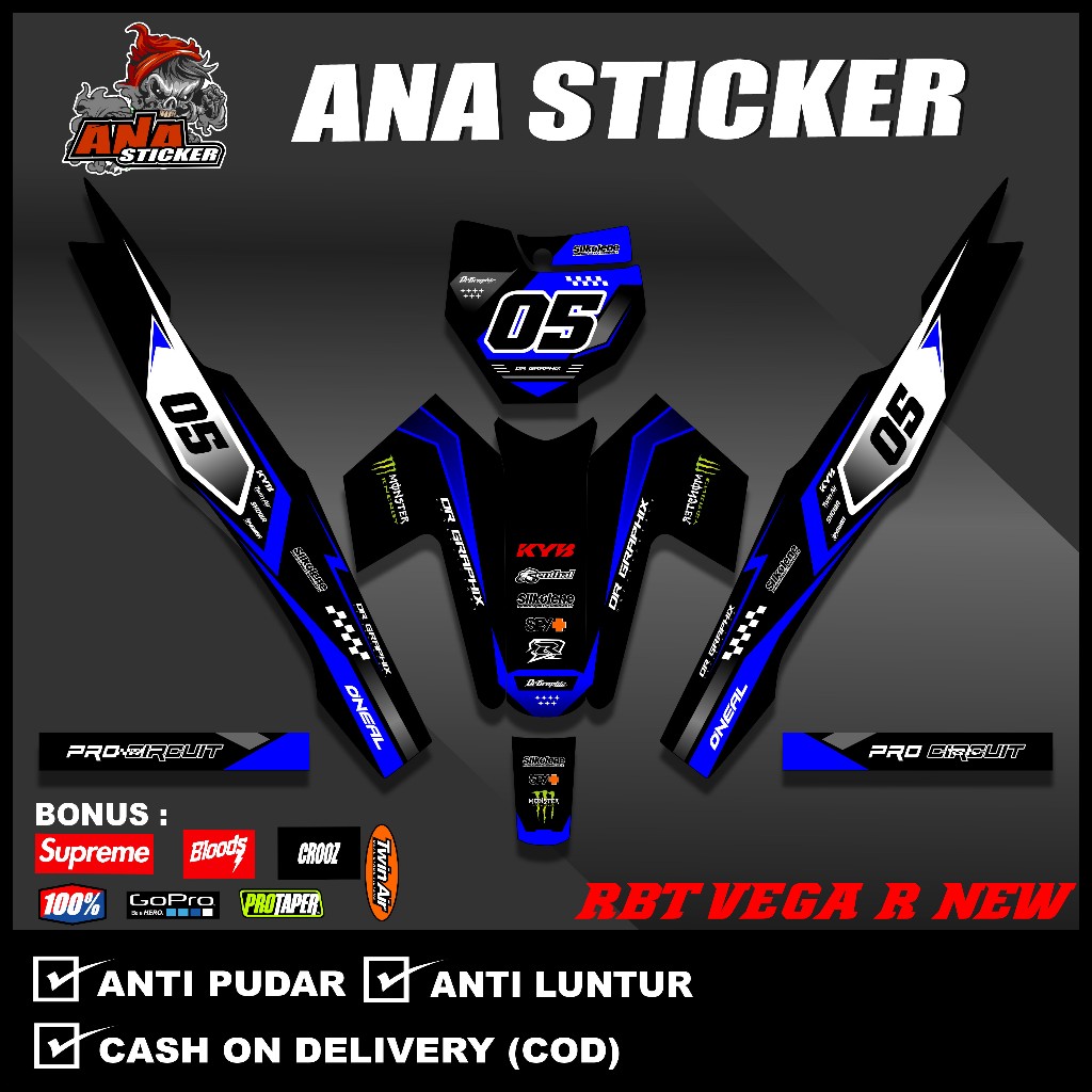 COD Sticker STRIPING semi fullbody VEGA R NEW   rbt SUPRA MODIF MONSTER YZ CRF KLX RBT new terbaru M