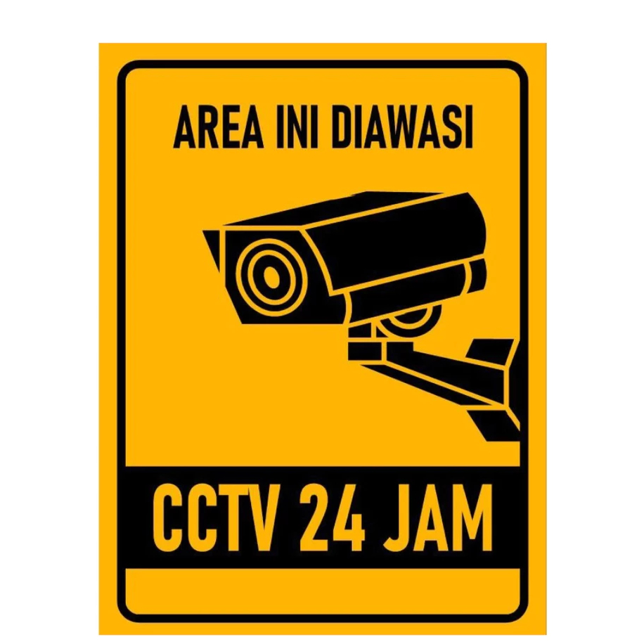 

STIKER CCTV1 10x15 cm 24 JAM AREA PANTAUAN DIPANTAU DIAWASI CAMERA
