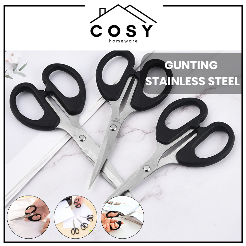 

COSY Gunting Serbaguna Kertas Kain Plastik Dapur Daun Benang Emigo Besar Sedang Kecil Multifungsi Gagang Hitam Bahan Stainless Steel