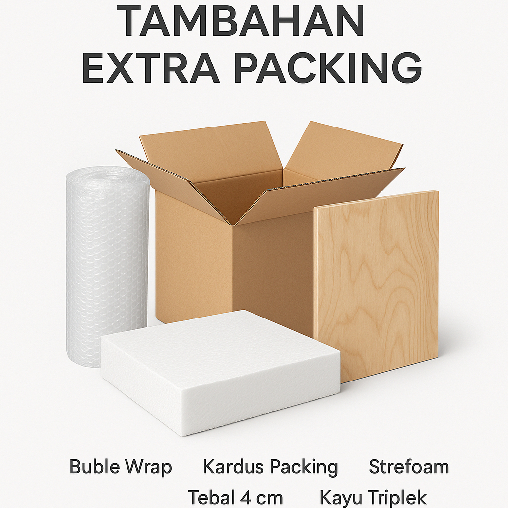 

PACKING EXTRA BUBBLE WRAP + KARDUS + KAYU LAPISAN KACA TAMBAHAN KEAMANAN BARANG
