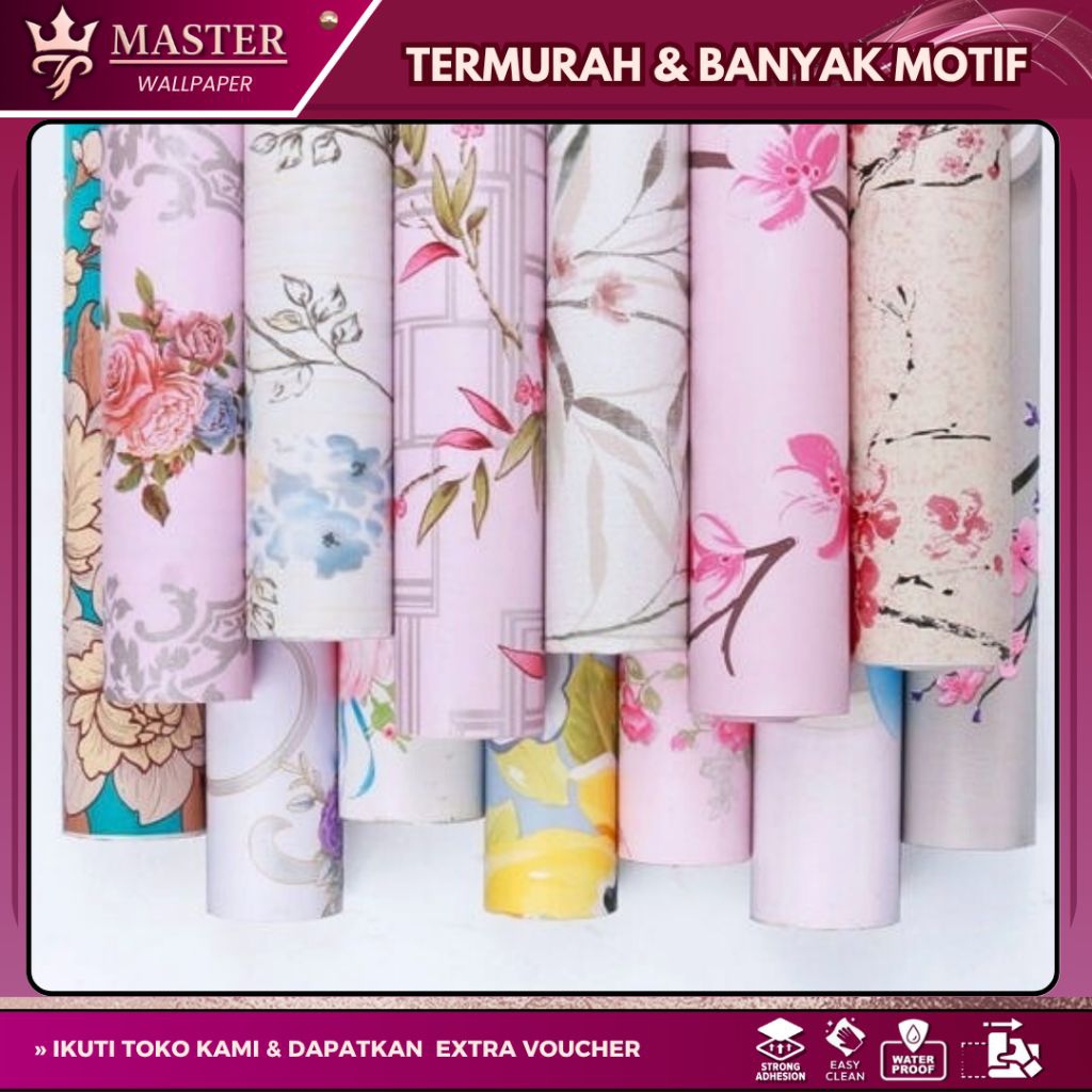 [OBRAL CEPAT] Wallpaper Dinding Bunga Dekorasi Mewah Wallpaper Dinding Elegan Hiasan Dinding Tempel