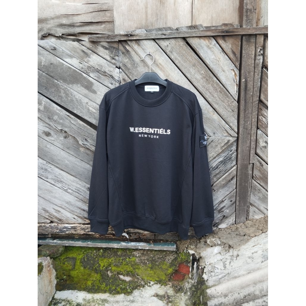 CREWNECK W.ESSENTIELS BLACK ( SIZE L )