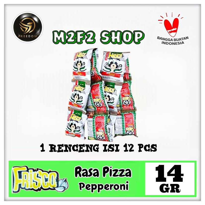 

Frisco Snack Pizza Pepperoni Flavour | Makanan Ringan Ekstrudat Sachet - 14 gr (Kemasan 1 Renceng)