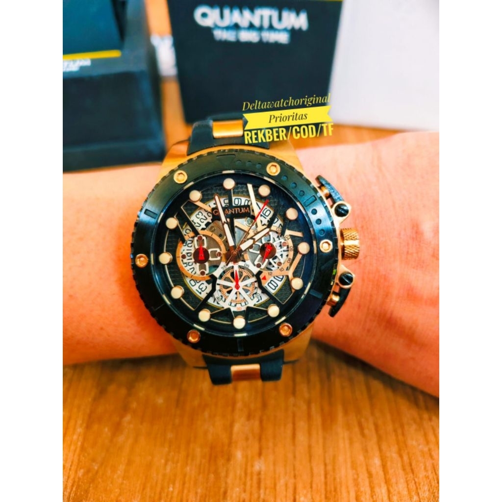 Jam Quantum HNG535.851 Hunter Sports Chronograph Rosegold Fullset Original