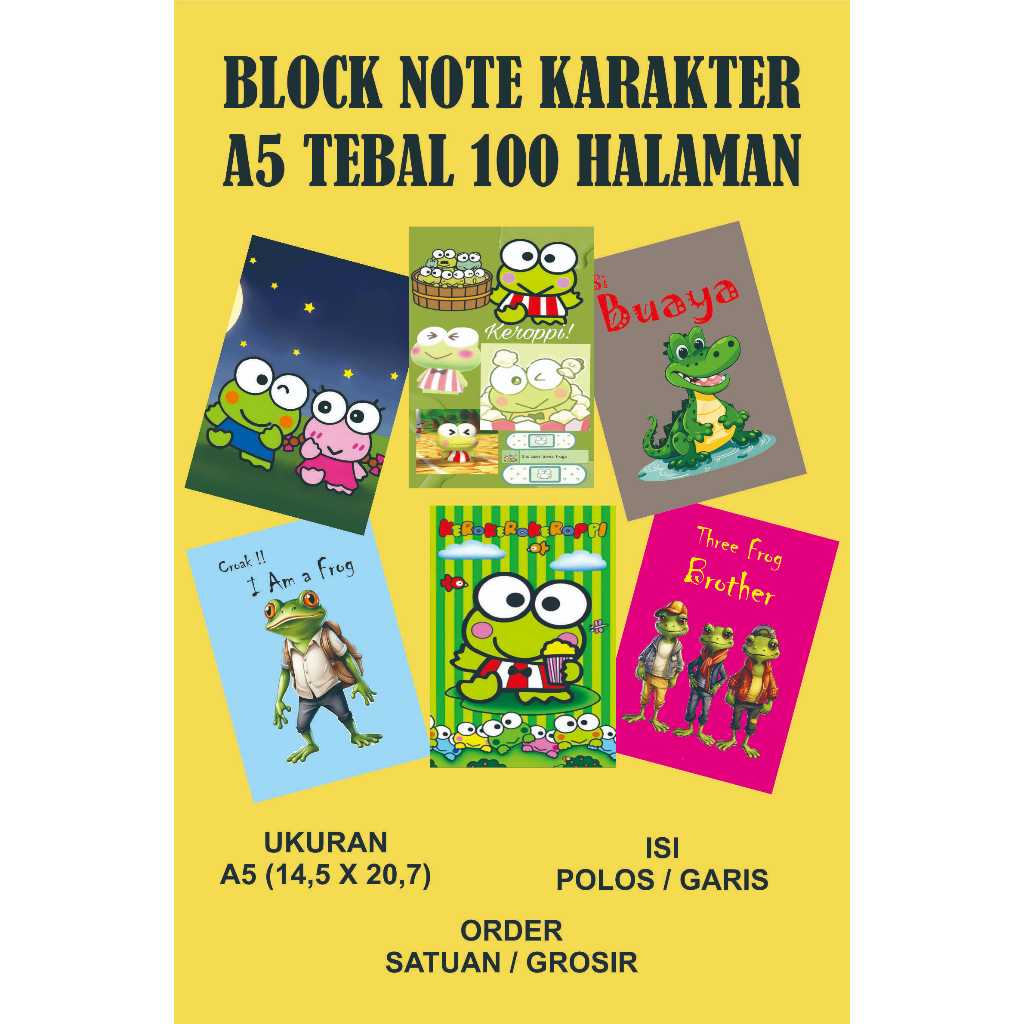 

Block Note Karakter A5 Tebal 50 lembar / 100 halaman