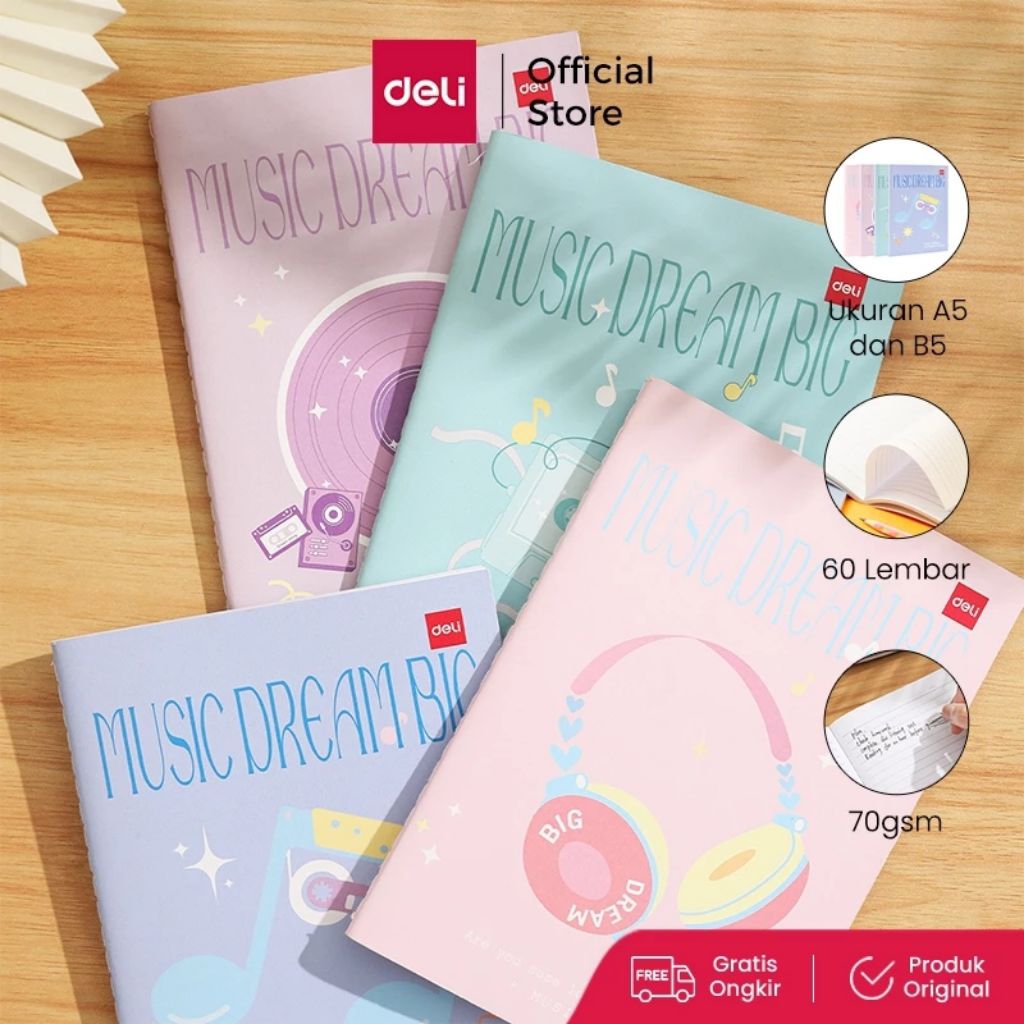 

Deli Notebook Buku Tulis 60 Lembar Sampul Pastel EN026