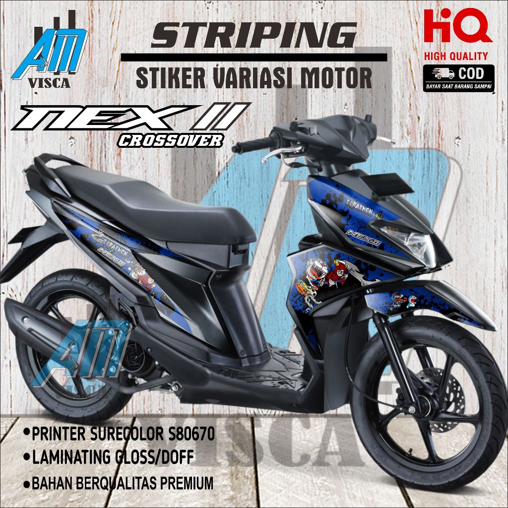 Stiker Striping Suzuki Nex 2 Stiker Variasi Motor Suzuki Nex 2 Desain Doraemon Zombie