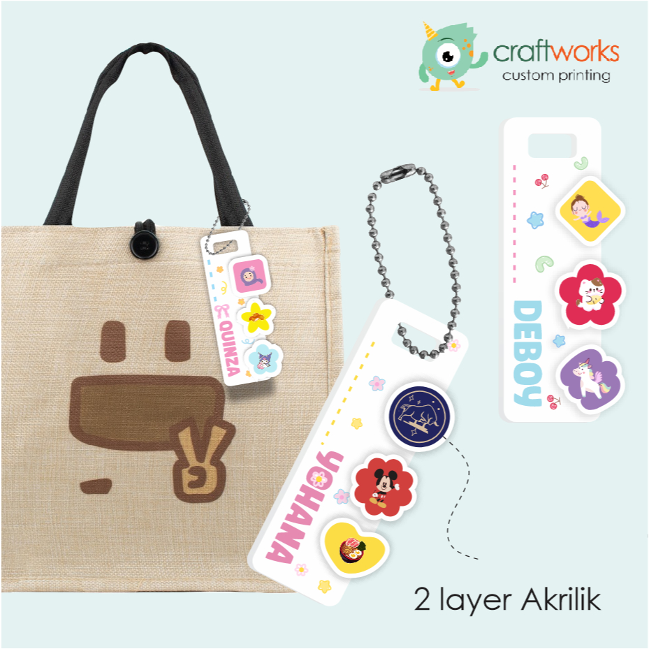 

PERSONALITY BAG CHARM 2 LAYER | CUSTOM BAG TAG AKRILIK 2 TUMPUK + RANTAI