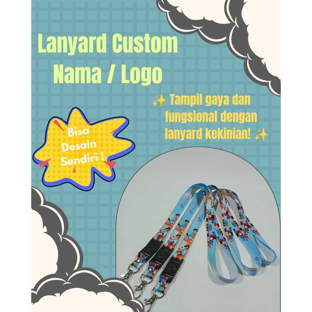 

Cetak lanyard Print sublim 1,5cm. ECERAN Tali Lanyard id card/ Kalung idcard Min Cetak 1pcs