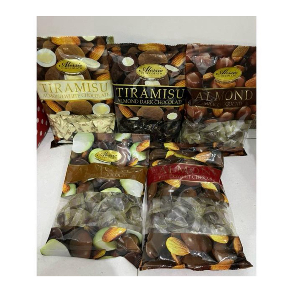

Alessio Almond ( Assorted, Tiramisu White, Tiramisu Dark, Milk, Bitter 250 gr)
