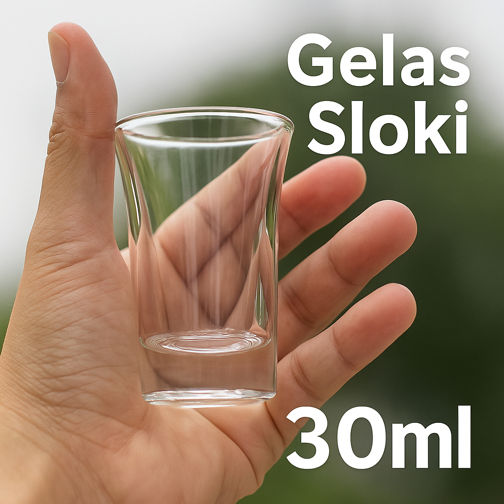 Gelas Sloki Kaca Bening Mini 30ml | Shot Glass | Gelas Espresso | Gelas Party | Gelas Soju Minuman