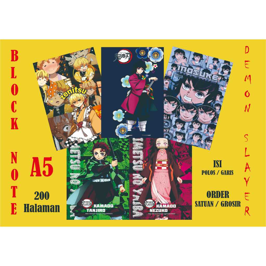 

BLOCK NOTE ANIME DEMON SLAYER A5 TEBAL 200 HALAMAN