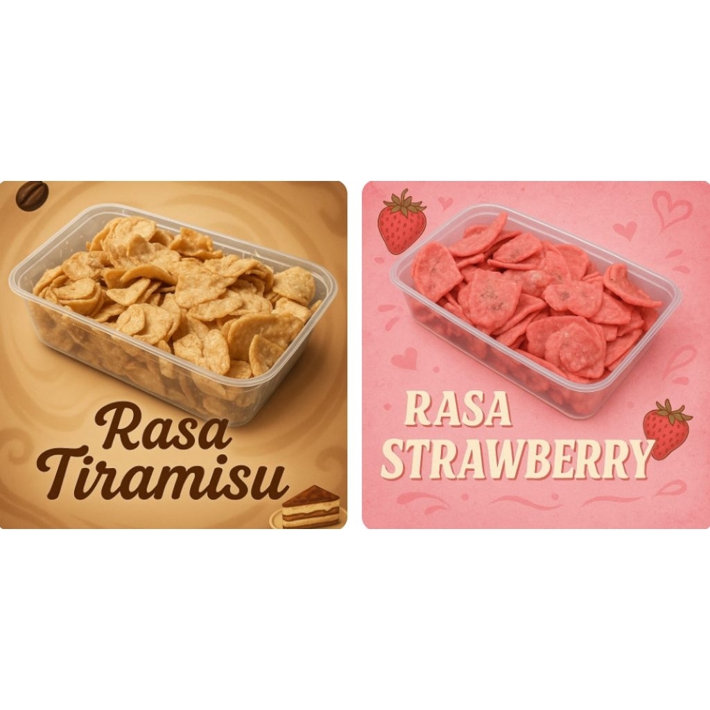 

KERIPIK PISANG LUMER MIMI | Paket 2 Box VARIAN Tiramisu & Strawberry