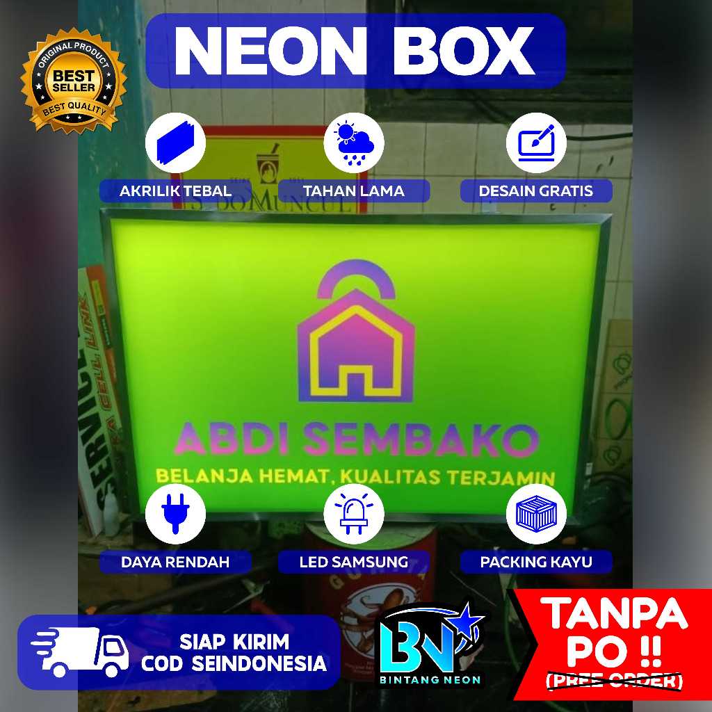 NEON BOX UKURAN 60X60 - NEON BOX 2 SISI - NEON BOX CUSTOM - NEOK BOX KOTAK