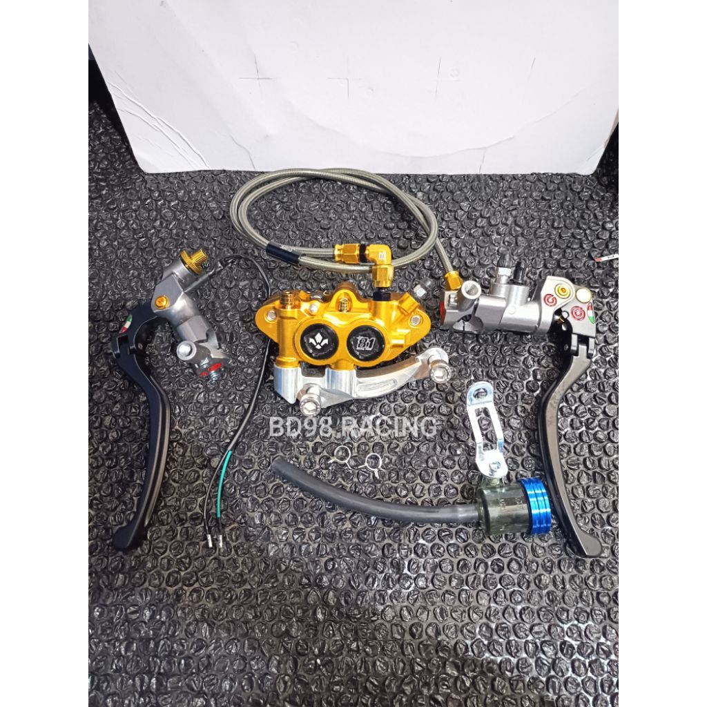 PAKET KALIPER 8.1 MONOBLOK 4 PISTON + BREKET MIO SOUL, MIO SMILE, MIO J, MIO GT, SOUL GT 115, XEON, 