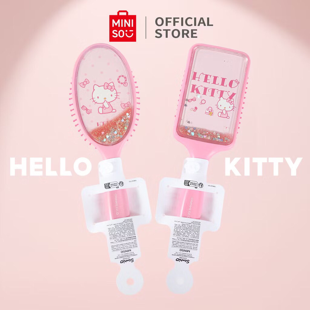 MINISO X SANRIO SQUARE HAIR COMB HAIR BRUSH SISIR RAMBUT GLITTER HELLO KITTY