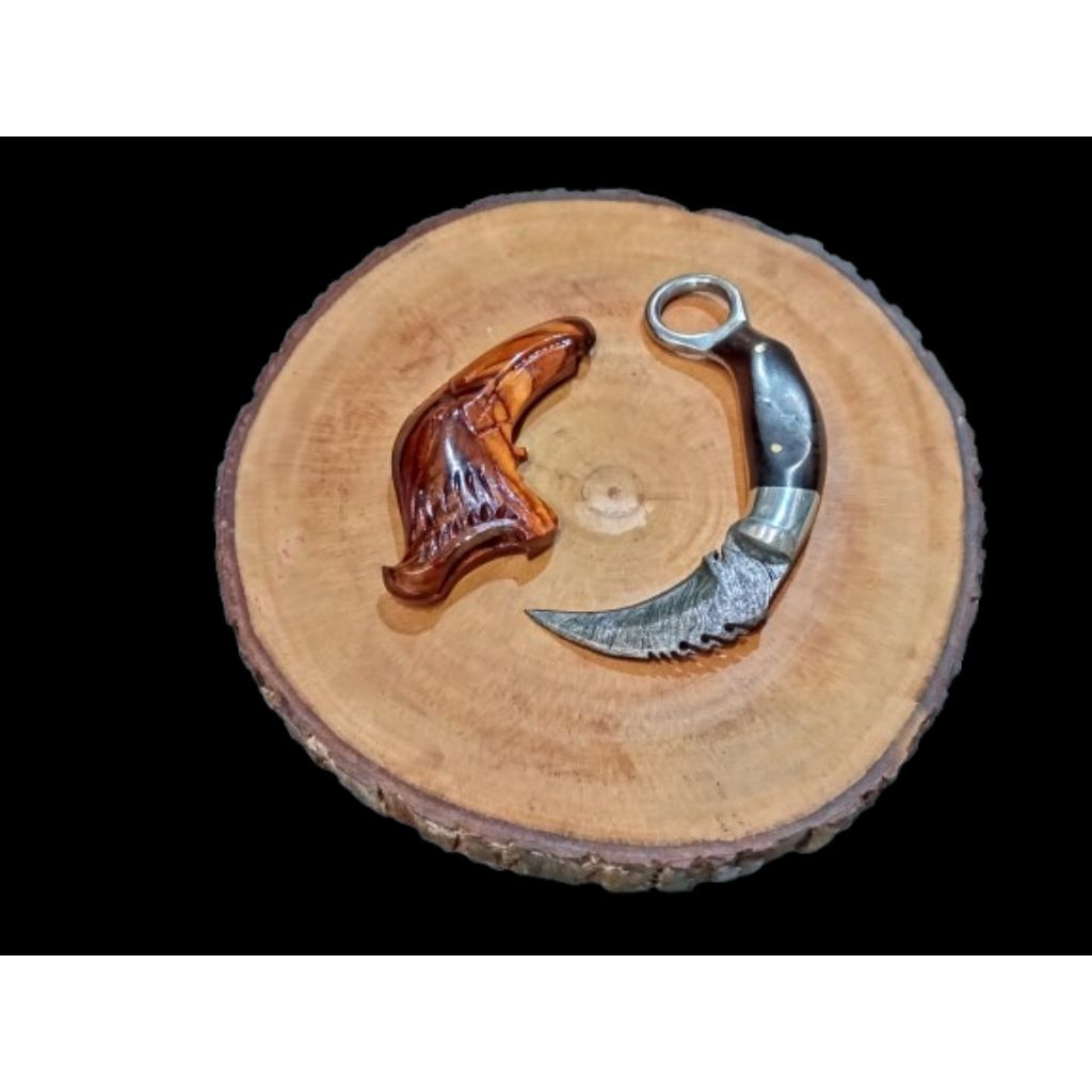 KERAMBIT PAMOR UKIR / KERAMBIT DAMASCUS ASLI / KERAMBIT ORIGINAL / HOBY & KOLEKSI