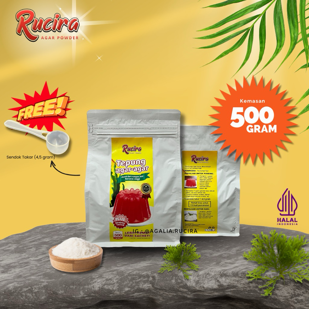 

TEPUNG AGAR AGAR MURNI / AGAR POWDER / AGAR BUBUK TANPA CAMPURAN - RUCIRA 500 gram